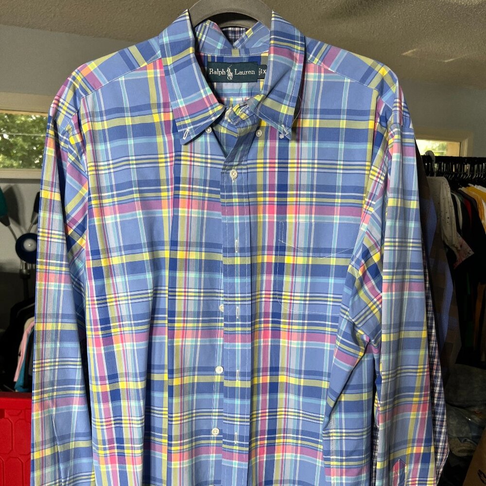 Ralph Lauren Men's Colorful Long-Sleeve, Button-Up Shirt XL